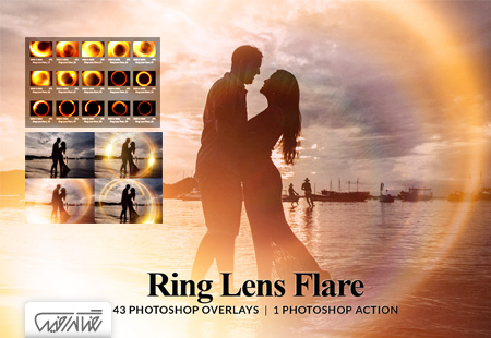 43 تصاویر پوششی فلر حلقه ایی لنز + اکشن فتوشاپ - 43 Ring Lens Flare Overlays & Photoshop Action